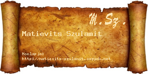 Matievits Szulamit névjegykártya